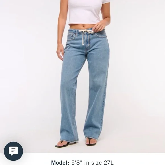 Abercrombie & Fitch Curve Love Low Rise Baggy Jeans Womens 34 Regular NWT - Picture 1 of 10